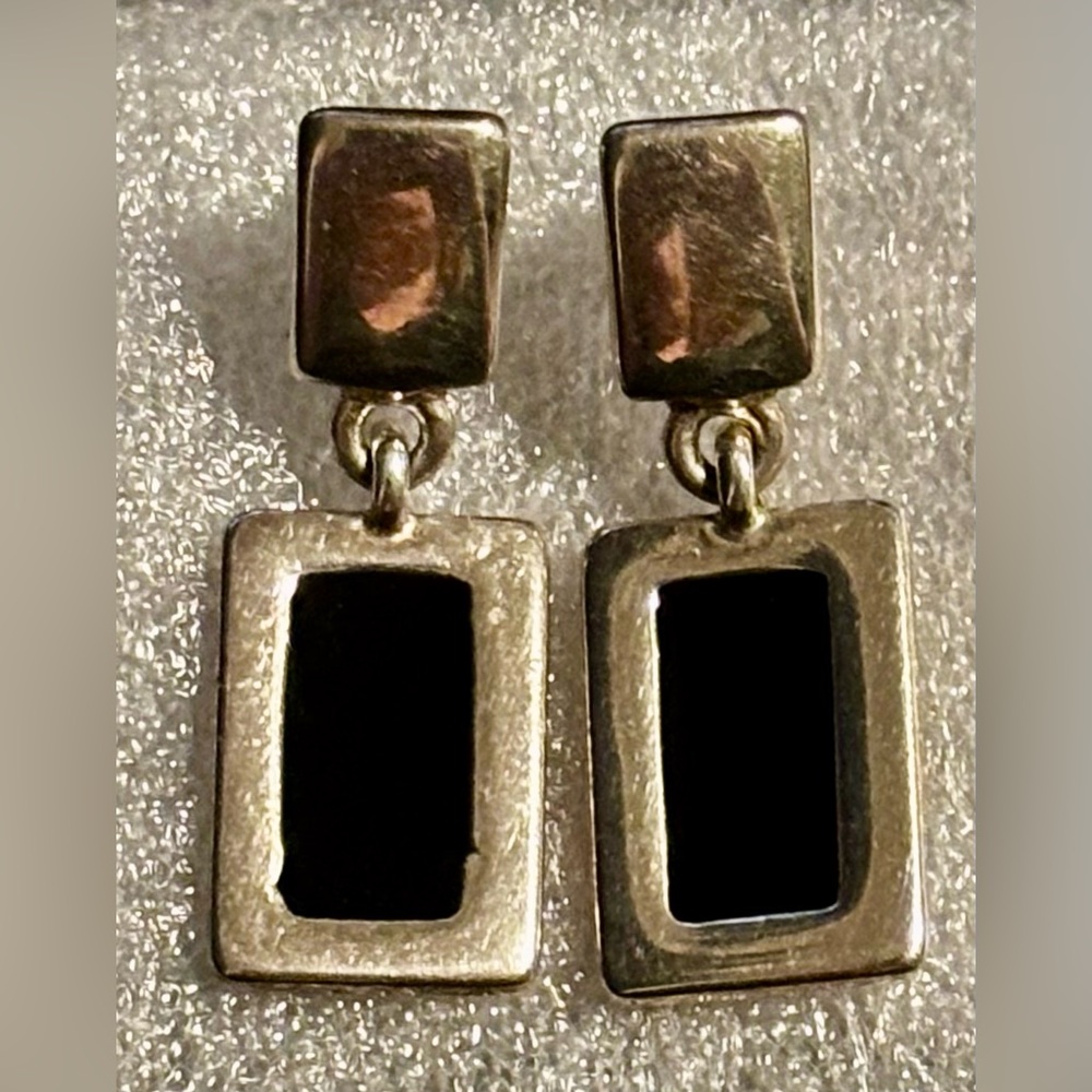 Vintage silver & black post earrings
